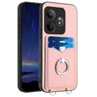 For Realme GT Neo6 / GT 6T 5G R20 Ring Card Holder Phone Case(Pink) - 1