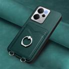 For Realme 14 R20 Ring Card Holder Phone Case(Green) - 2