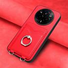 For Realme 14 Pro R20 Ring Card Holder Phone Case(Red) - 2