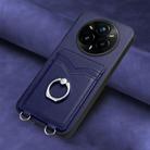For Realme 14 Pro+ R20 Ring Card Holder Phone Case(Blue) - 2