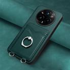 For Realme 14 Pro+ R20 Ring Card Holder Phone Case(Green) - 2