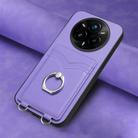 For Realme 14 Pro+ R20 Ring Card Holder Phone Case(Purple) - 2