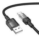 hoco U129 Spirit 1.2m 3A USB to USB-C / Type-C Transparent Charging Data Cable(Black) - 1