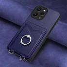 For Xiaomi Redmi 12 4G Global R20 Ring Card Holder Phone Case(Blue) - 2