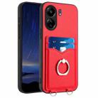 For Xiaomi Redmi 13C 4G Global R20 Ring Card Holder Phone Case(Red) - 1