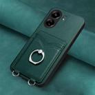 For Xiaomi Redmi 13C 4G Global R20 Ring Card Holder Phone Case(Green) - 2