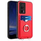 For Xiaomi Redmi K60 / K60 Pro R20 Ring Card Holder Phone Case(Red) - 1