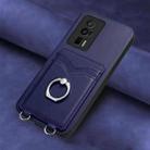 For Xiaomi Redmi K60 / K60 Pro R20 Ring Card Holder Phone Case(Blue) - 2