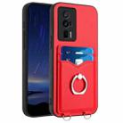 For Xiaomi Poco F5 Pro 5G R20 Ring Card Holder Phone Case(Red) - 1