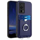 For Xiaomi Poco F5 Pro 5G R20 Ring Card Holder Phone Case(Blue) - 1