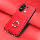 For Xiaomi Redmi Note 13 4G Global R20 Ring Card Holder Phone Case(Red) - 2