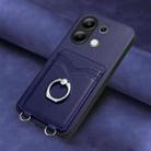 For Xiaomi Redmi Note 13 4G Global R20 Ring Card Holder Phone Case(Blue) - 2