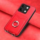 For Xiaomi Redmi Note 13 5G R20 Ring Card Holder Phone Case(Red) - 2