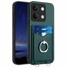 For Xiaomi Redmi Note 13 5G R20 Ring Card Holder Phone Case(Green) - 1