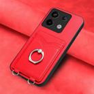 For Xiaomi Poco X6 R20 Ring Card Holder Phone Case(Red) - 2