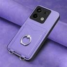 For Xiaomi Poco X6 R20 Ring Card Holder Phone Case(Purple) - 2