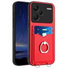 For Xiaomi Redmi Note 13 Pro+ R20 Ring Card Holder Phone Case(Red) - 1