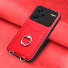 For Xiaomi Redmi Note 13 Pro+ R20 Ring Card Holder Phone Case(Red) - 2