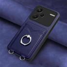 For Xiaomi Redmi Note 13 Pro+ R20 Ring Card Holder Phone Case(Blue) - 2