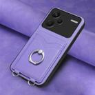 For Xiaomi Redmi Note 13 Pro+ R20 Ring Card Holder Phone Case(Purple) - 2