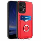 For Xiaomi Redmi Note 12 Turbo R20 Ring Card Holder Phone Case(Red) - 1