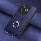 For Xiaomi Poco F6 5G India R20 Ring Card Holder Phone Case(Blue) - 2