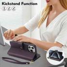 For iPhone 15 Pro YM016 Rhombic Zipper Card Wallet Leather Phone Case with Lanyard(Dark Purple) - 3