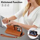 For iPhone SE 2022 / SE 2020 / 8 YM016 Rhombic Zipper Card Wallet Leather Phone Case with Lanyard(Brown) - 3
