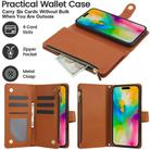 For iPhone 16 Pro Max YM016 Rhombic Zipper Card Wallet Leather Phone Case with Lanyard(Brown) - 2