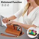 For iPhone 16 Pro Max YM016 Rhombic Zipper Card Wallet Leather Phone Case with Lanyard(Brown) - 3