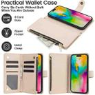 For iPhone 16 Pro Max YM016 Rhombic Zipper Card Wallet Leather Phone Case with Lanyard(Apricot) - 2