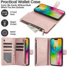 For iPhone 16 Pro Max YM016 Rhombic Zipper Card Wallet Leather Phone Case with Lanyard(Rose Gold) - 2