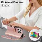 For iPhone 16 Pro Max YM016 Rhombic Zipper Card Wallet Leather Phone Case with Lanyard(Rose Gold) - 3