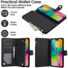 For iPhone 16 Pro Max YM016 Rhombic Zipper Card Wallet Leather Phone Case with Lanyard(Black) - 2