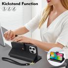 For iPhone 16 Pro Max YM016 Rhombic Zipper Card Wallet Leather Phone Case with Lanyard(Black) - 3