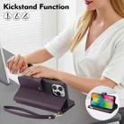For iPhone 16 Pro YM016 Rhombic Zipper Card Wallet Leather Phone Case with Lanyard(Dark Purple) - 3