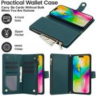 For iPhone 16 Pro YM016 Rhombic Zipper Card Wallet Leather Phone Case with Lanyard(Green) - 2