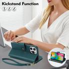 For iPhone 16 Pro YM016 Rhombic Zipper Card Wallet Leather Phone Case with Lanyard(Green) - 3