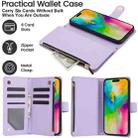 For iPhone 16 Pro YM016 Rhombic Zipper Card Wallet Leather Phone Case with Lanyard(Light Purple) - 2