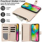 For iPhone 16 Pro YM016 Rhombic Zipper Card Wallet Leather Phone Case with Lanyard(Apricot) - 2