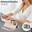 For iPhone 16 Pro YM016 Rhombic Zipper Card Wallet Leather Phone Case with Lanyard(Apricot) - 3
