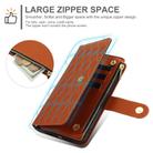 For iPhone 16 Plus YM016 Rhombic Zipper Card Wallet Leather Phone Case with Lanyard(Brown) - 3