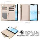 For iPhone 16 Plus YM016 Rhombic Zipper Card Wallet Leather Phone Case with Lanyard(Apricot) - 2
