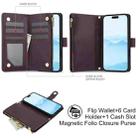For iPhone 16 YM016 Rhombic Zipper Card Wallet Leather Phone Case with Lanyard(Dark Purple) - 2