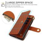 For iPhone 16 YM016 Rhombic Zipper Card Wallet Leather Phone Case with Lanyard(Brown) - 3
