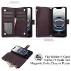 For iPhone 16e YM016 Rhombic Zipper Card Wallet Leather Phone Case with Lanyard(Dark Purple) - 2