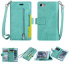 For iPhone SE 2022 / SE 2020 / 8 / 7 Multifunctional Zipper Horizontal Flip Leather Case with Holder & Wallet & 9 Card Slots & Lanyard(Mint Green) - 1