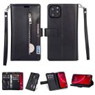 For iPhone 11 Multifunctional Zipper Horizontal Flip Leather Case with Holder & Wallet & 9 Card Slots & Lanyard(Black) - 1