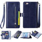 For iPhone 6 Plus & 6s Plus Multifunctional Zipper Horizontal Flip Leather Case with Holder & Wallet & 9 Card Slots & Lanyard(Blue) - 1