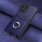For Samsung Galaxy A52 R20 Ring Card Holder Phone Case(Blue) - 2
